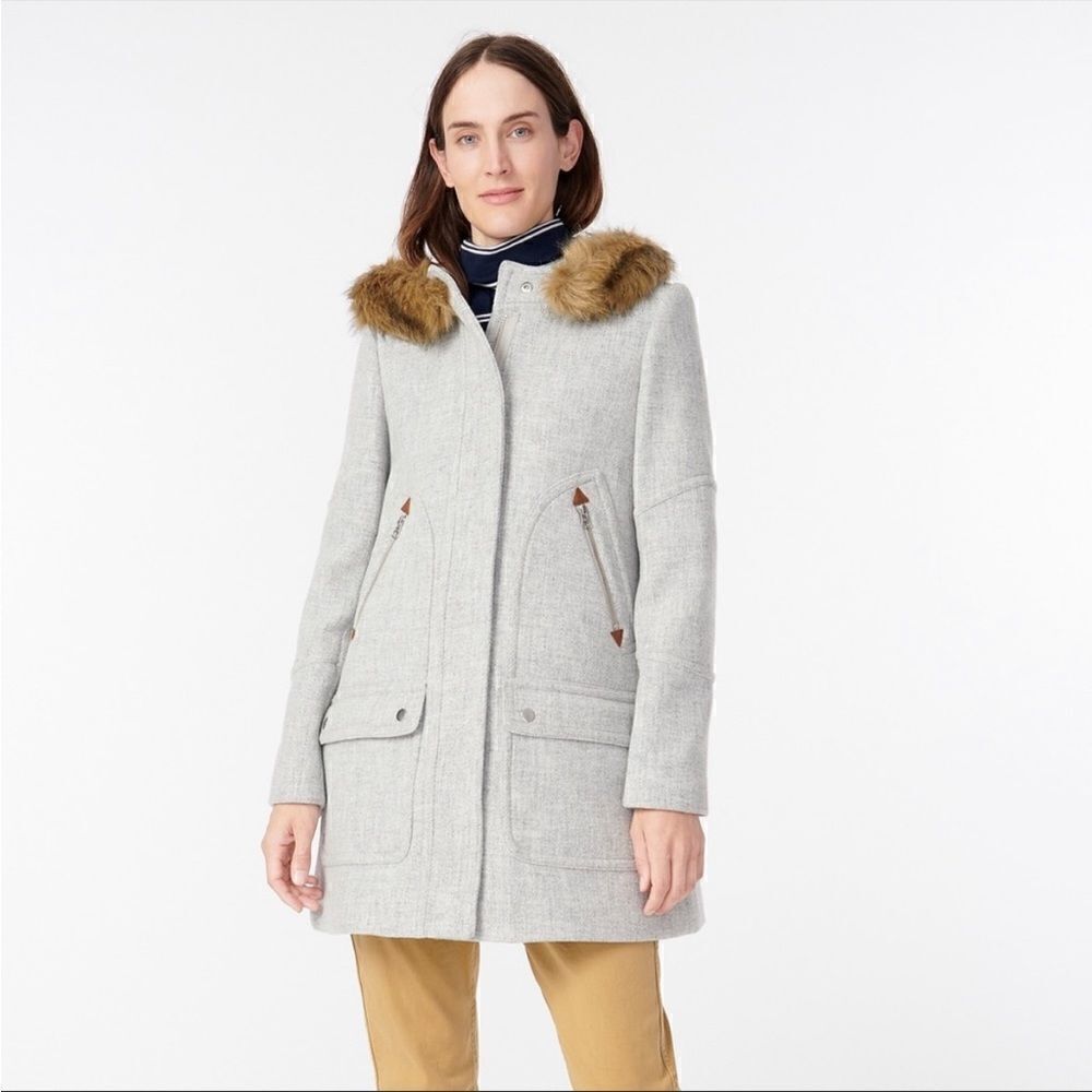J Crew Chateau Parka Italian Stadium Cloth Grey 2P